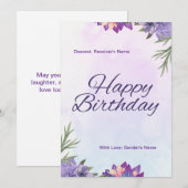 Carte d'anniversaire florale délicieuse (Devant / Derrière)