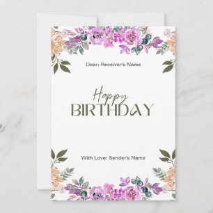 Carte d'anniversaire florale délicieuse Voilet Fle