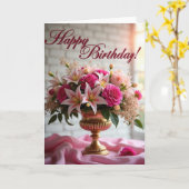 Carte d'anniversaire florale dorée (Fleur jaune)