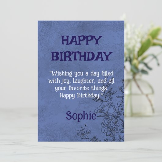 Carte d'anniversaire florale élégante (Debout devant)