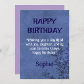 Carte d'anniversaire florale élégante (Devant / Derrière)