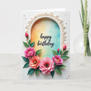 Carte d'anniversaire florale en arc