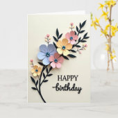 Carte d'anniversaire florale en couches (Fleur jaune)