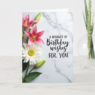 Carte d'anniversaire florale en marbre douce
