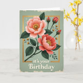 Carte d'anniversaire florale encadrée (Fleur jaune)