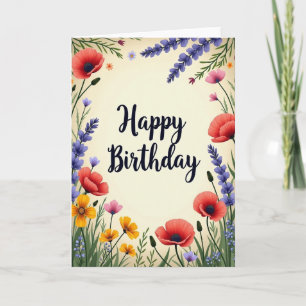 Carte d'anniversaire florale ensoleillée