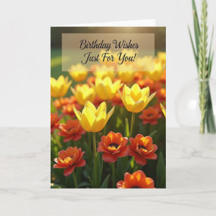 Carte d'anniversaire florale ensoleillée chaude