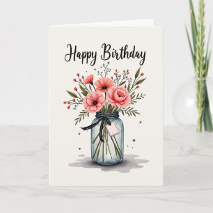Carte d'anniversaire florale esquisse