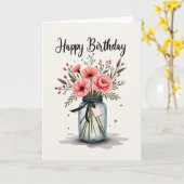 Carte d'anniversaire florale esquisse (Fleur jaune)