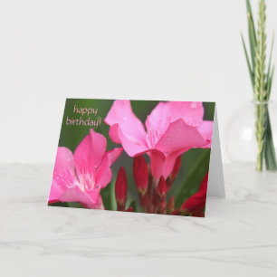 carte d'anniversaire florale et assez rose de