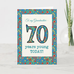 Carte d'anniversaire florale, Grand-mère, 70 ans J