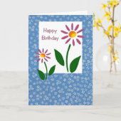 Carte d'anniversaire florale (grande impression) (Fleur jaune)