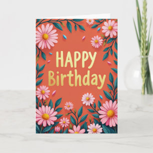 Carte d'anniversaire florale joyeuse