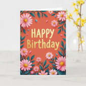 Carte d'anniversaire florale joyeuse (Fleur jaune)
