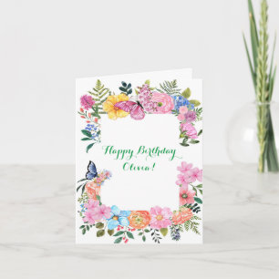 carte d'anniversaire florale joyeuse anniversaire