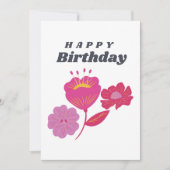 Carte d'anniversaire florale joyeuse - Fleurs rose (Devant)