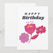 Carte d'anniversaire florale Joyeux Anniversaire - (Devant / Derrière)