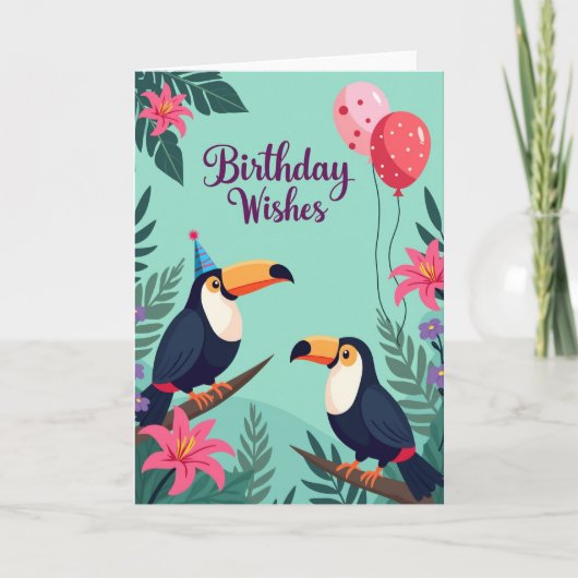 Carte d'anniversaire florale jungle (Devant)