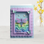 Carte d'anniversaire florale lavande (Fleur jaune)