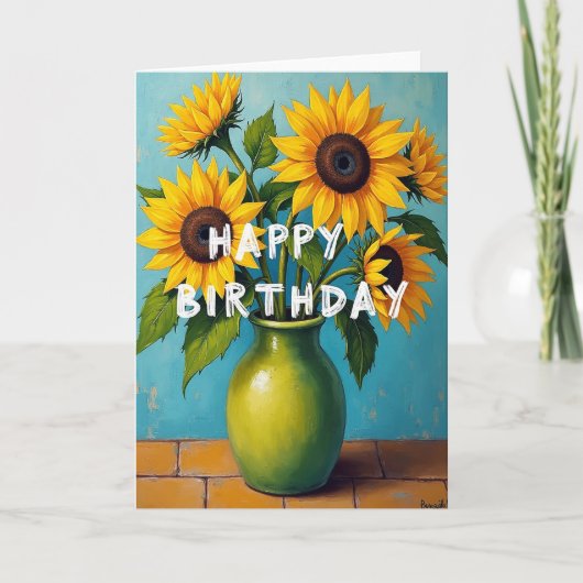 Carte d'anniversaire florale lumineuse (Devant)