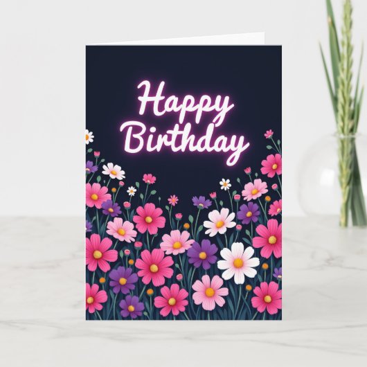 Carte d'anniversaire florale lumineuse (Devant)