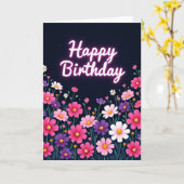 Carte d'anniversaire florale lumineuse (Fleur jaune)