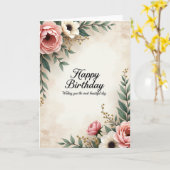 Carte d'anniversaire florale luxuriante (Fleur jaune)