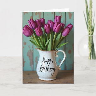 Carte d'anniversaire florale magenta