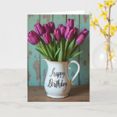 Carte d'anniversaire florale magenta (Fleur jaune)