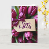Carte d'anniversaire florale magenta douce (Fleur jaune)