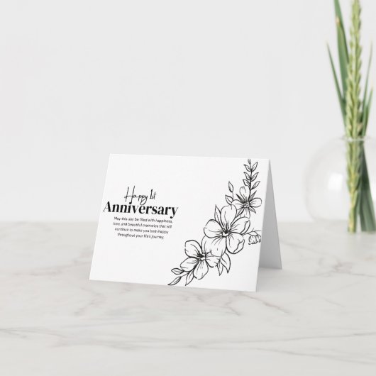 Carte d'anniversaire florale minimaliste simple (Devant)