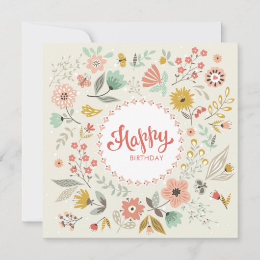 Carte d'anniversaire florale moderne (Devant)