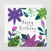 Carte d'anniversaire florale moderne et colorée (Devant / Derrière)