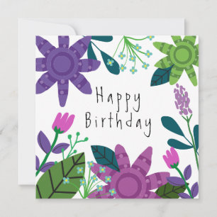 Carte d'anniversaire florale moderne et colorée