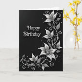 Carte d'anniversaire florale monochrome (Fleur jaune)