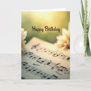 Carte d'anniversaire florale musicale