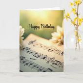 Carte d'anniversaire florale musicale (Fleur jaune)
