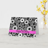 Carte d'anniversaire florale noire et blanche (Fleur jaune)