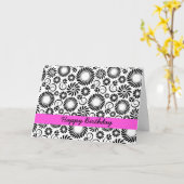 Carte d'anniversaire florale noire et blanche (Fleur jaune)