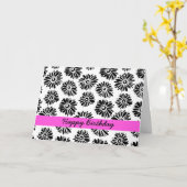 Carte d'anniversaire florale noire et blanche (Fleur jaune)