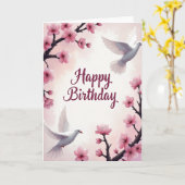 Carte d'anniversaire florale oiseau douce (Fleur jaune)