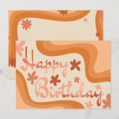 Carte d'anniversaire florale ondulée orange (Devant / Derrière)