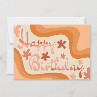 Carte d'anniversaire florale ondulée orange