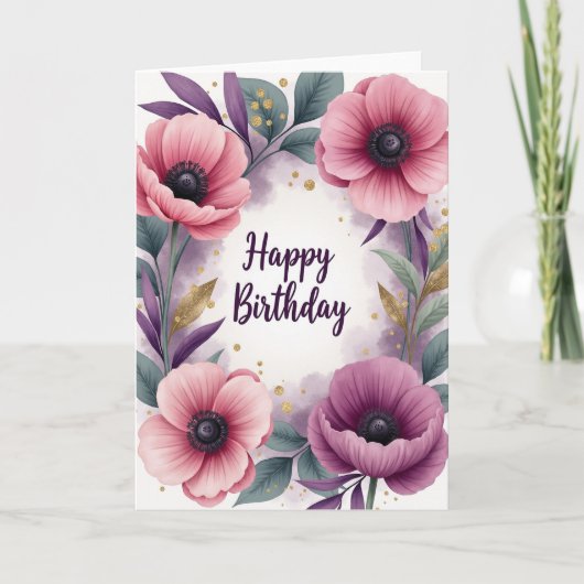 Carte d'anniversaire florale opulente (Devant)
