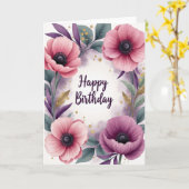 Carte d'anniversaire florale opulente (Fleur jaune)