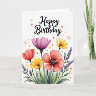 Carte d'anniversaire florale peinte