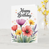 Carte d'anniversaire florale peinte (Fleur jaune)