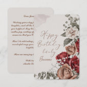 Carte d'anniversaire florale personnalisée (Devant / Derrière)