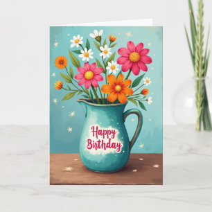 Carte d'anniversaire florale picturale