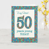 Carte d'anniversaire florale pour ami, 50 ans jeun (Fleur jaune)